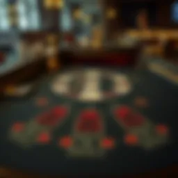 An intricate layout of a blackjack table showcasing various betting options